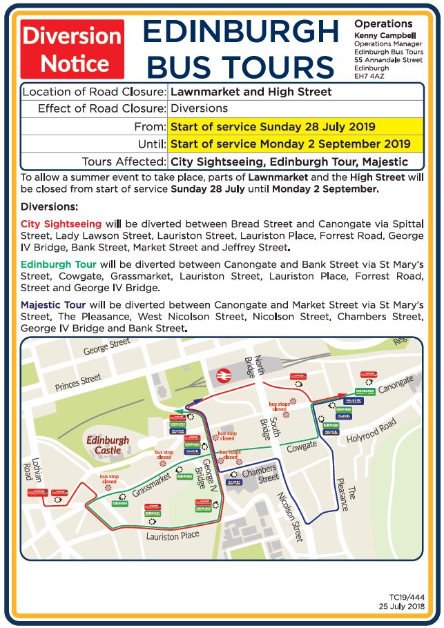 Diversion notice for Edinburgh Fun Run