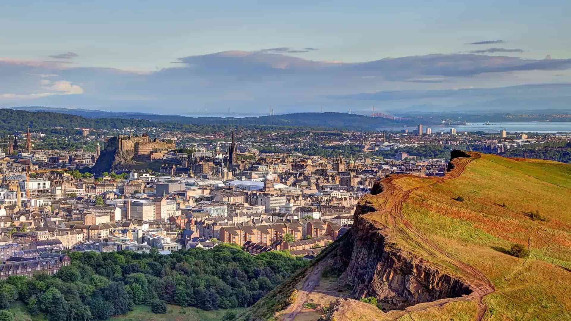 Arthur's Seat in Edinburgh, a view from the top looking over Edinburgh