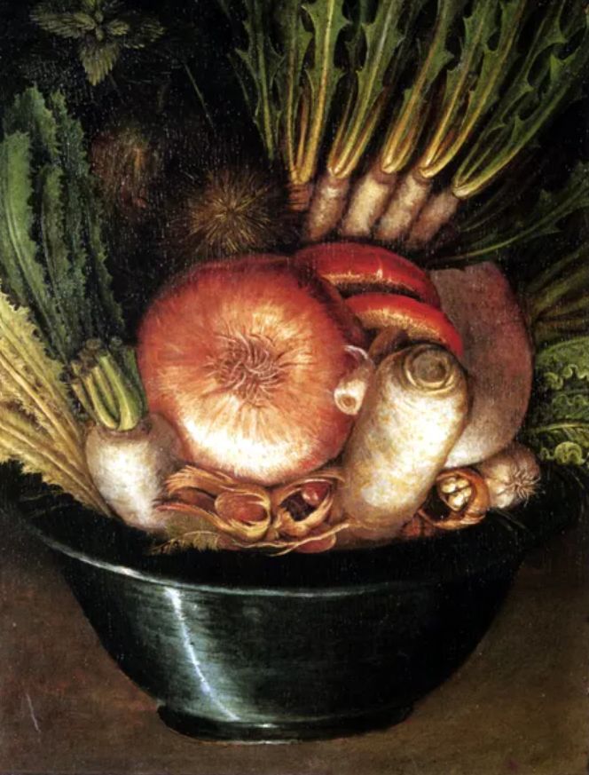 A bowl of veg illusion by Giuseppe Arcimboldo