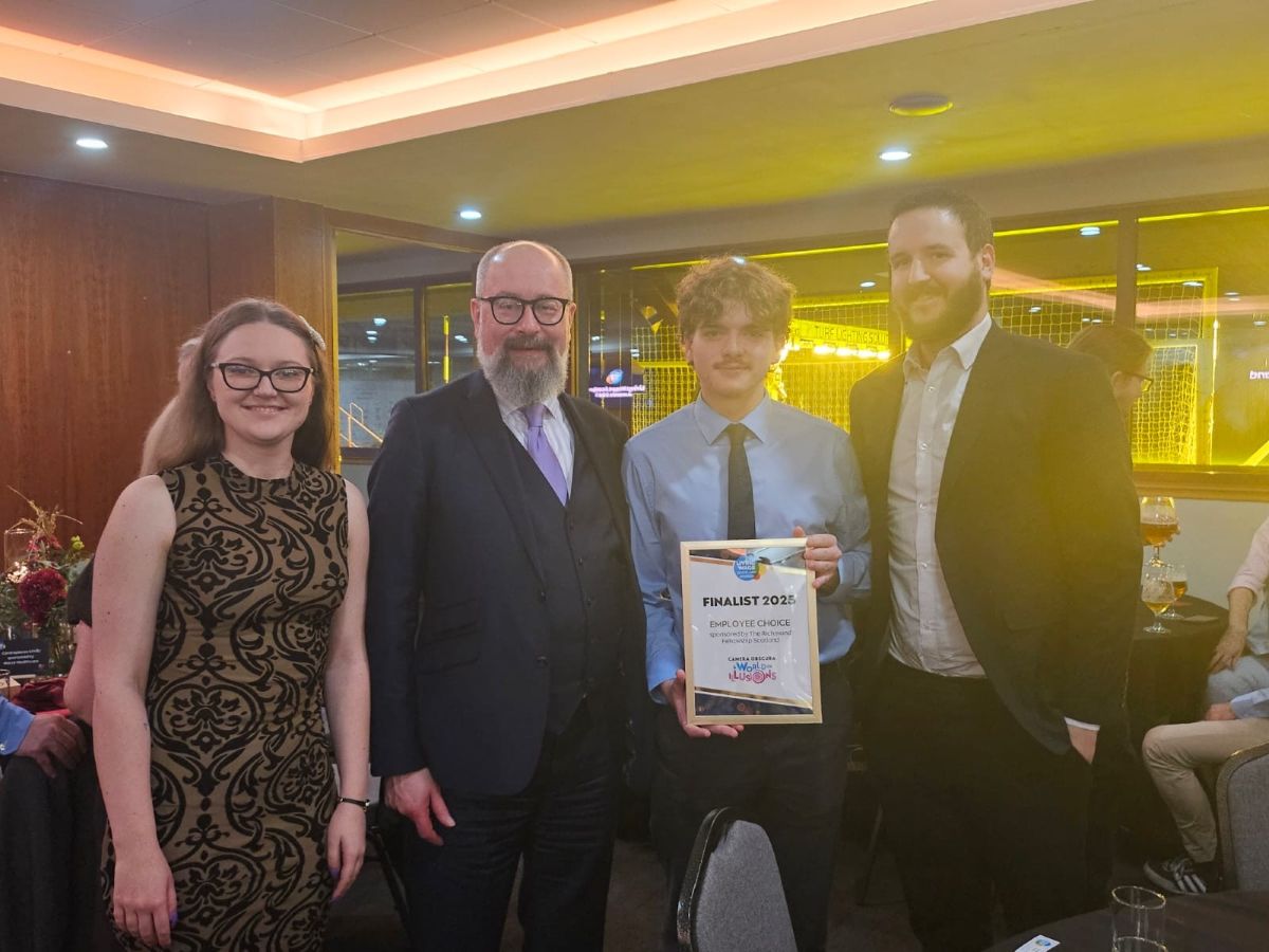 The team from camera obscura with the finalist award at Living Wage Scotland 2025