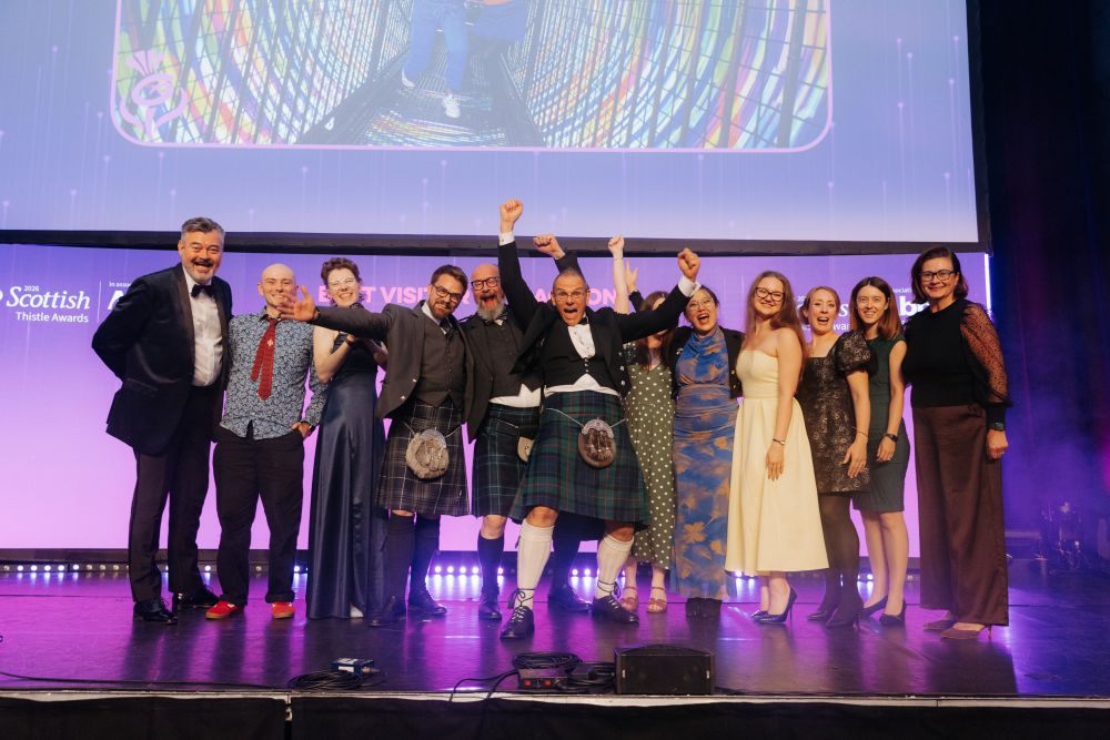 The team receive the award for Best Visitor Attraction 2026 from the Scottish Thistle Awards