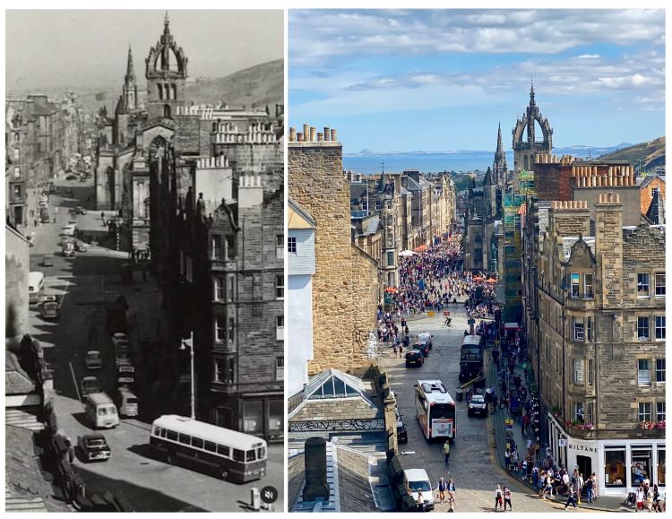 170 years of Camera Obscura, historic image from Rooftop looking down Royal Mile to St Giles Cathedral