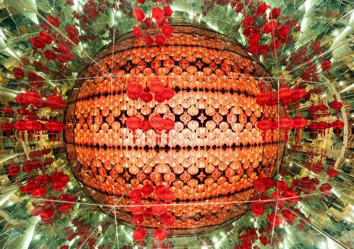 Red Chinese Lanterns in the Giant Kaleidoscope at Camera Obscura