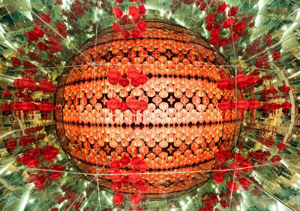 Chinese New Year decorations in the Giant Kaleidosphere at Camera Obscura