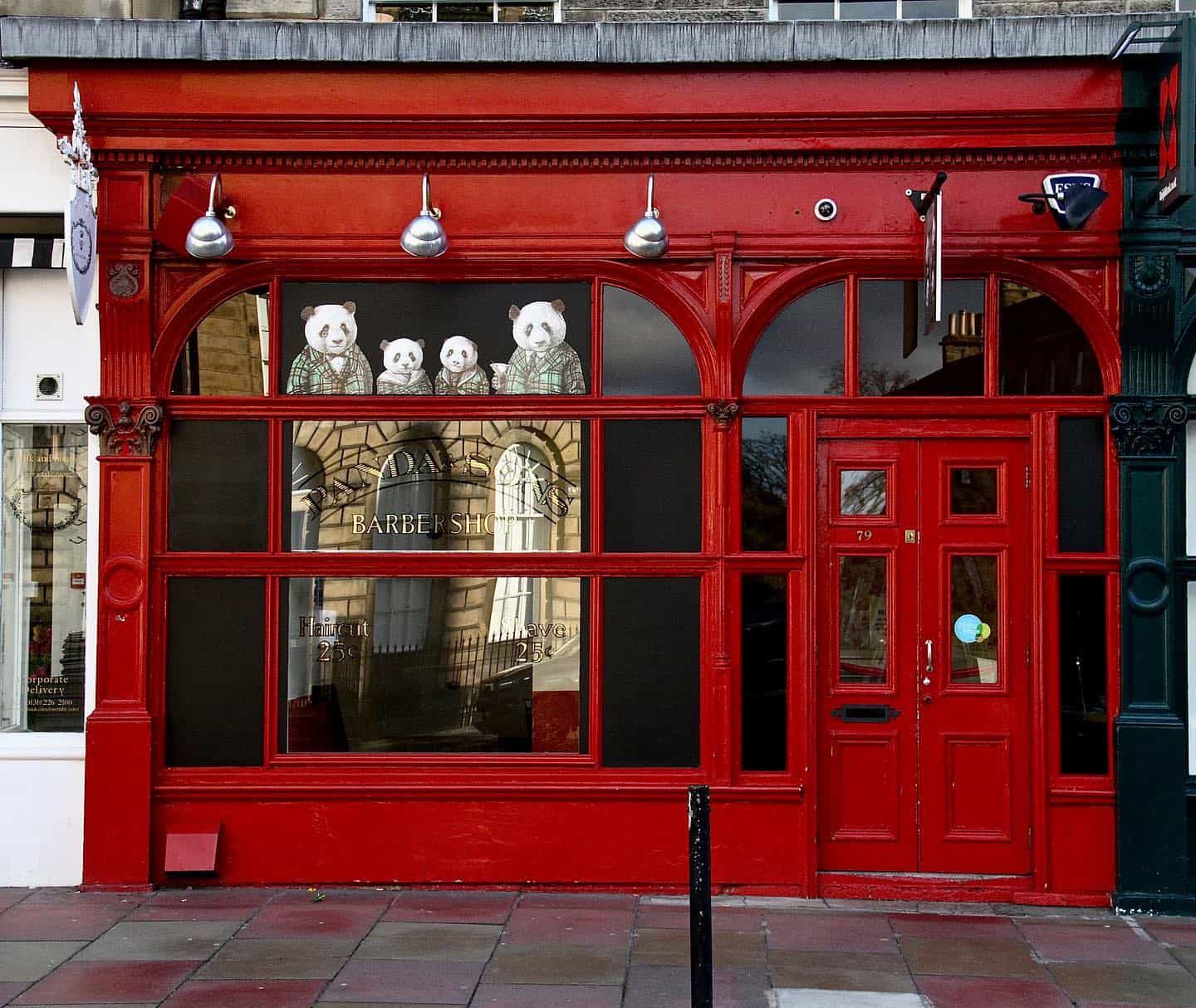 The external building entrance to Panda and Sons, Edinburgh