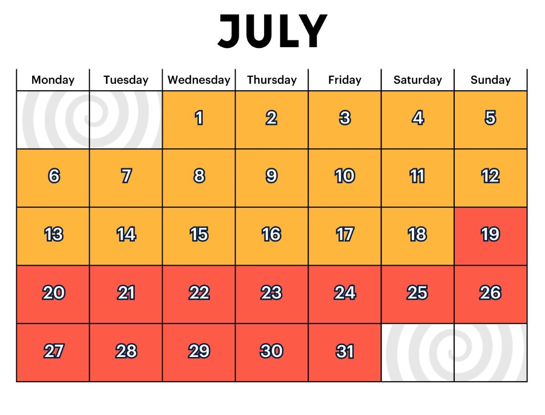 Group Booking Calendar July 2026