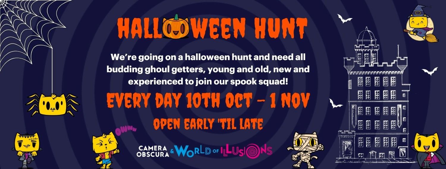 Halloween Hunt banner with characters and dates 10 Oct - 1 Nov 2026