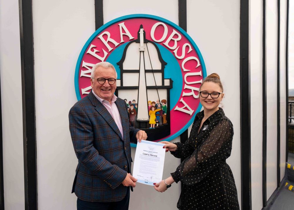 Irena Navrocka receives the Hospitality Health award for Camera Obscura