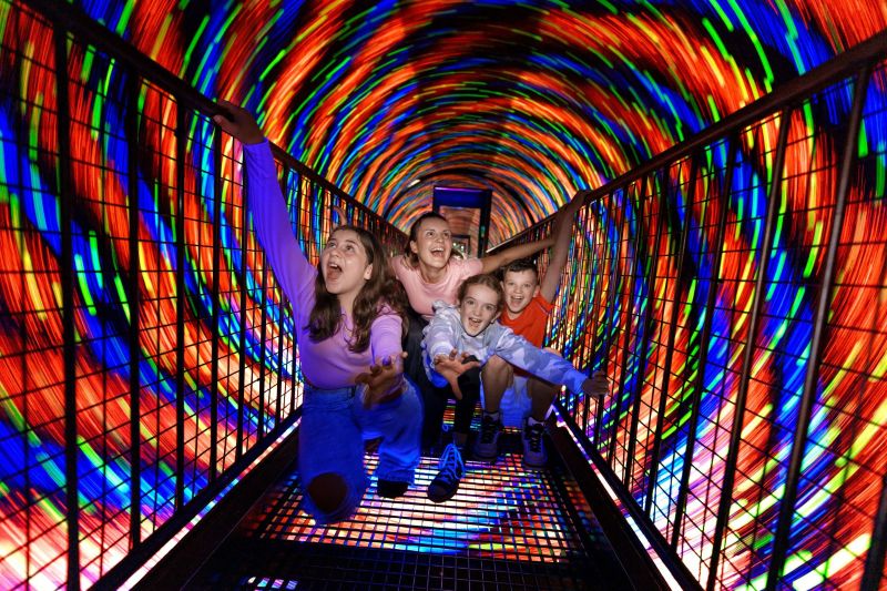 Children in the Vortex Tunnel at Camera Obscura and World of Illusions, Edinburgh