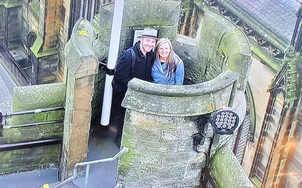 Rabb Crosbie and his mum Wendy in a rooftop turret at Camera Obscura Edinburgh